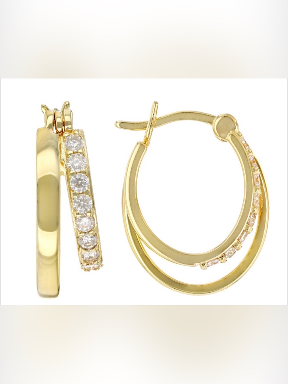 Moissanite 14k Yellow Gold Over Silver Hoop Earrings 0.48ctw DEW.